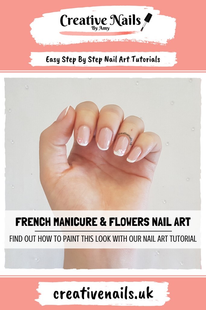 french manicure with flowers easy step by step nail art tutorial