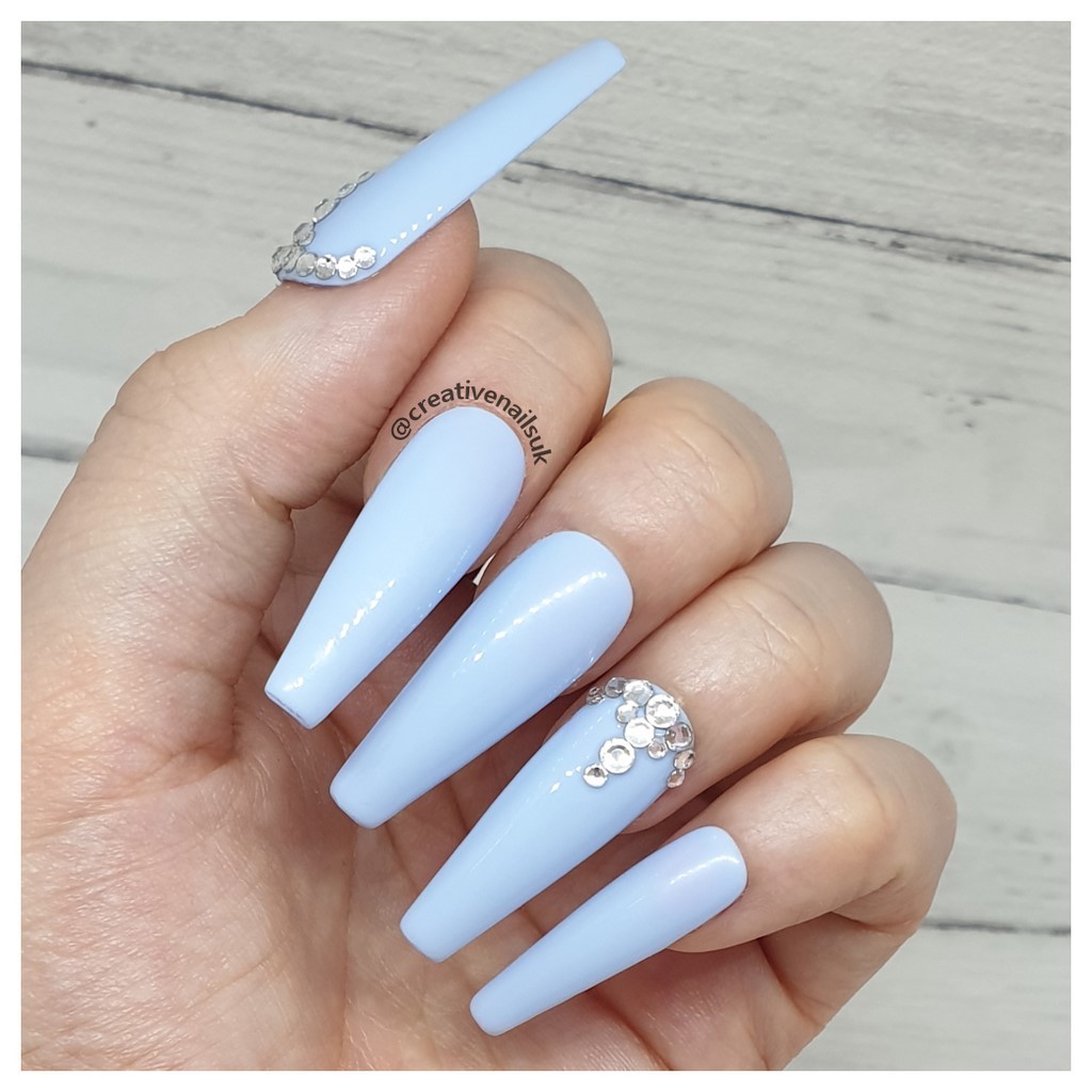matte light blue acrylic nails