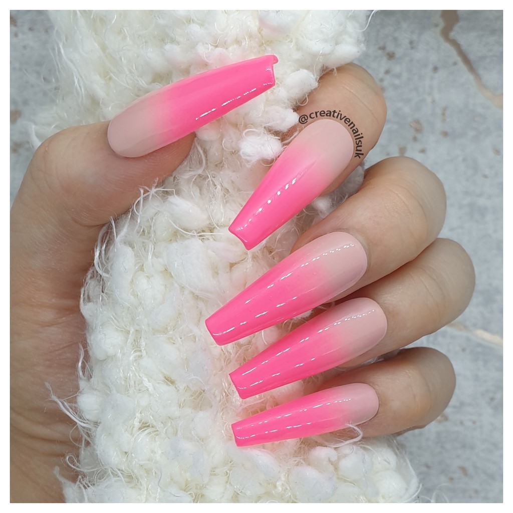 Neon Pink Ombre Press On False Nails | Creative Nails