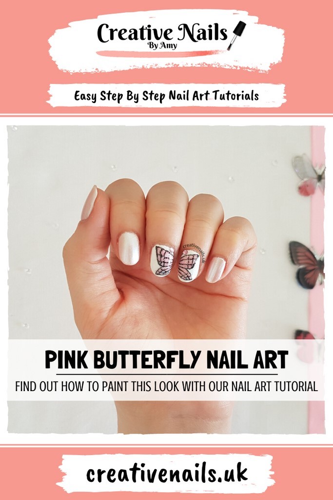 pink butterfly easy step by step nail art tutorial