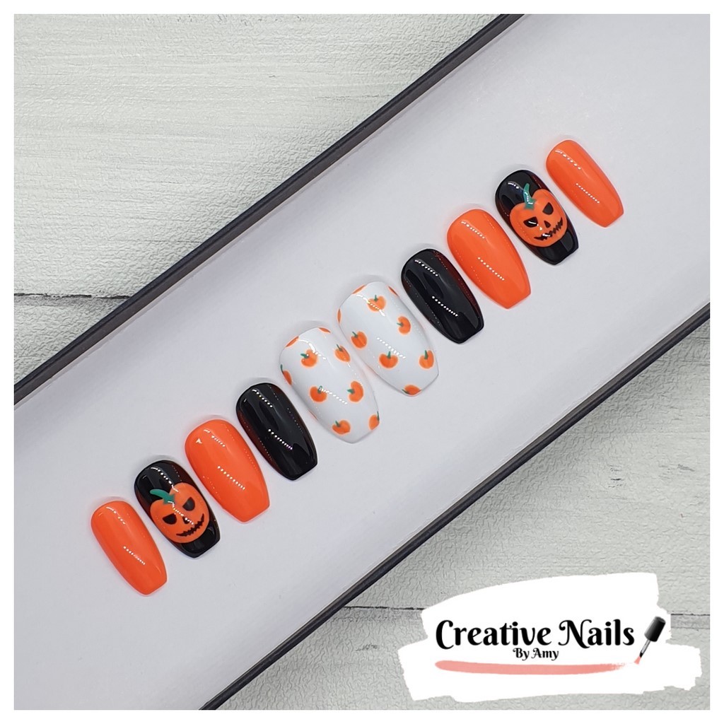 Pumpkin False Nails | Creative Nails