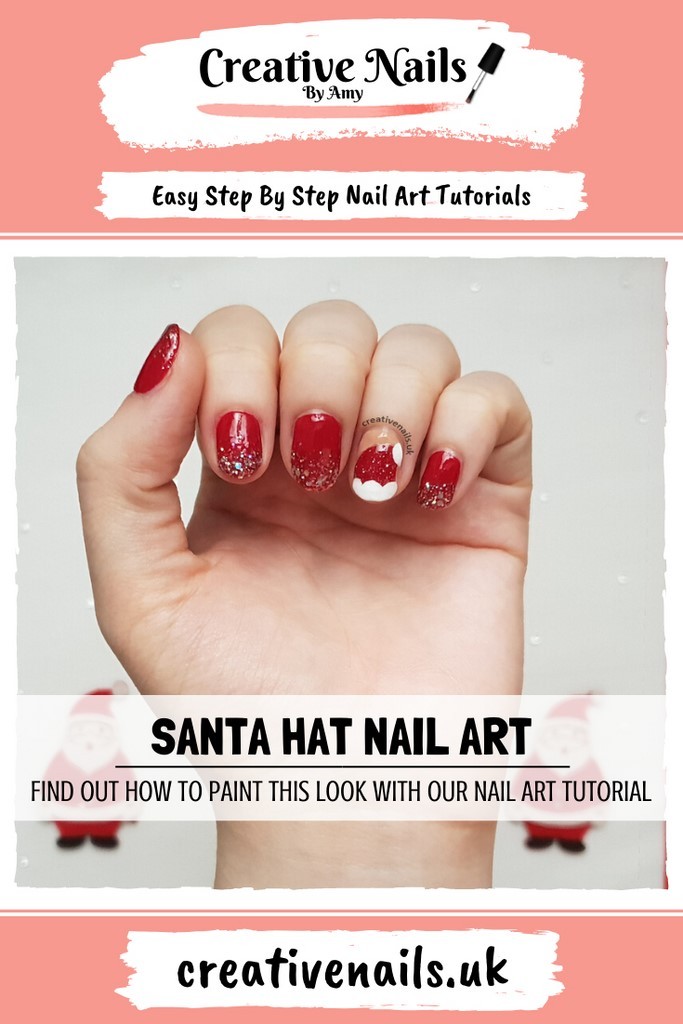 santa hat easy step by step nail art tutorial