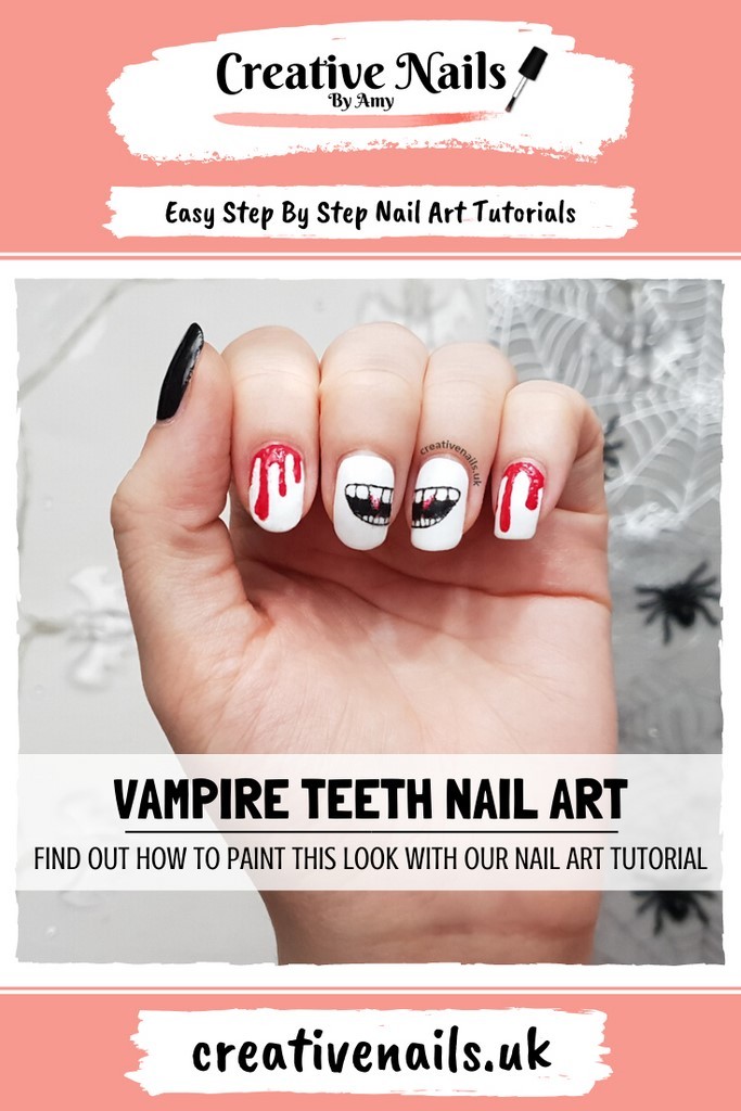 vampire teeth easy step by step nail art tutorial