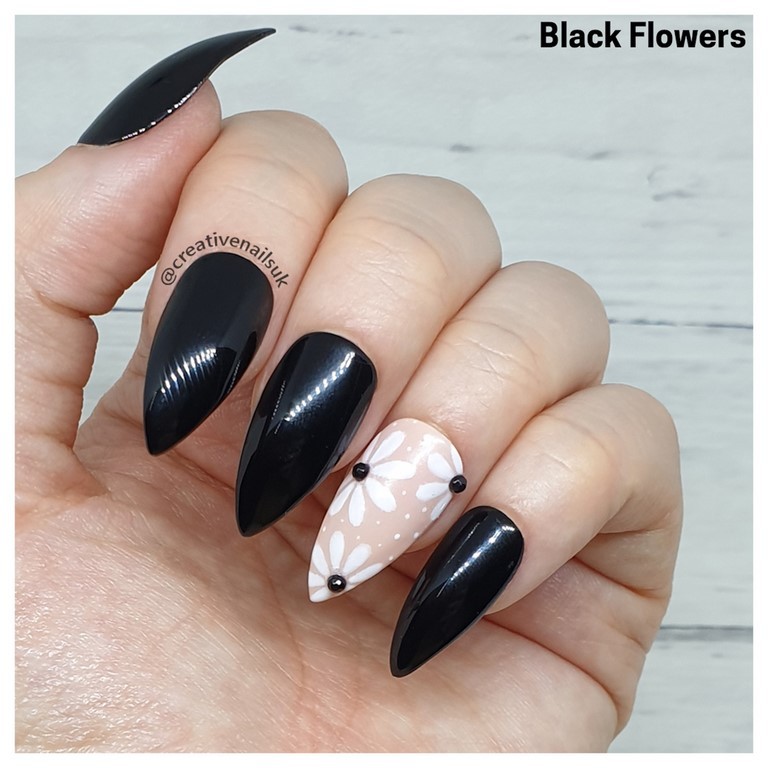 black floral nails