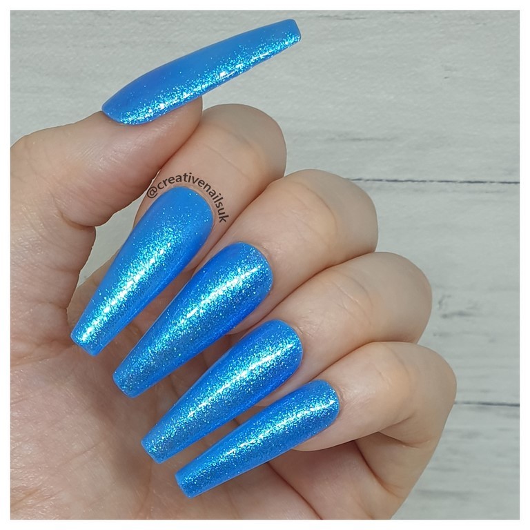 blue glitter false nails