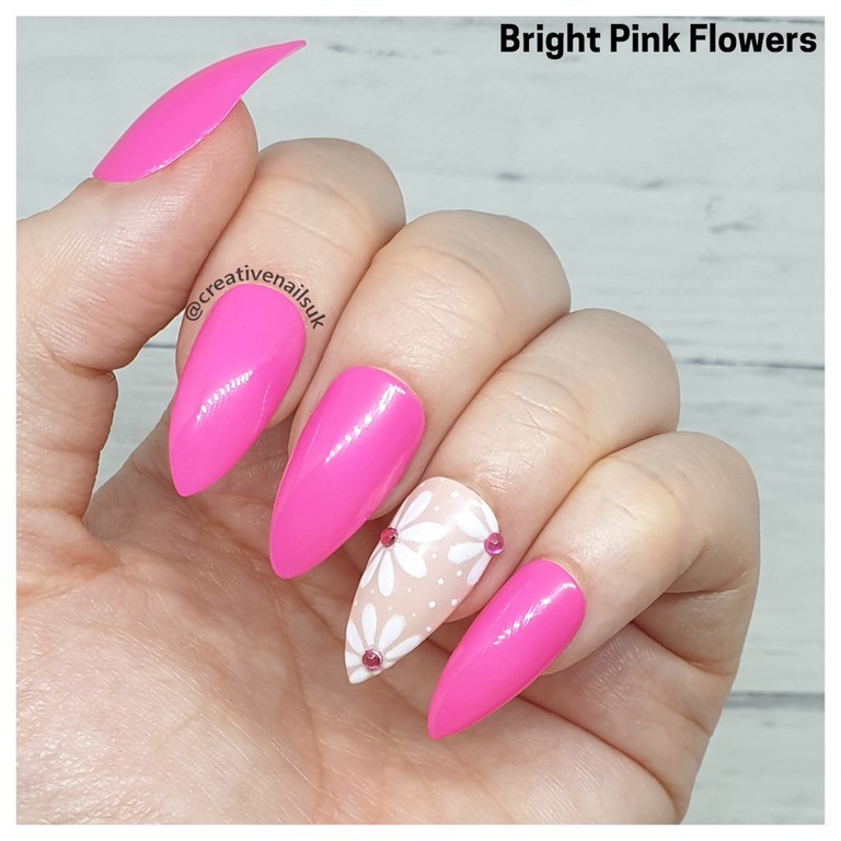 pink floral nails