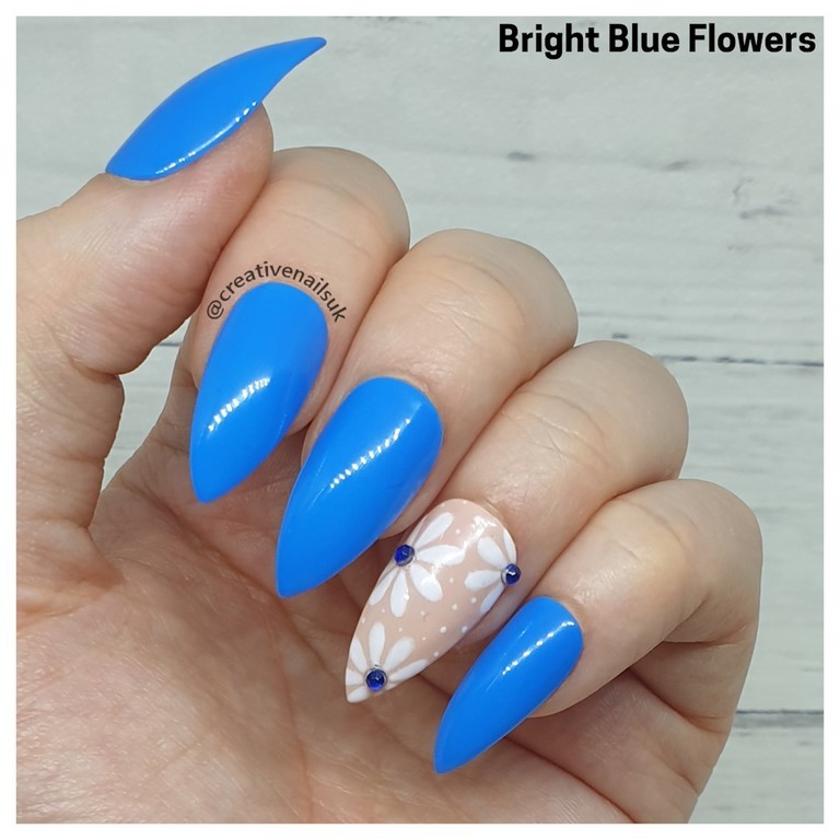 blue flower nail art