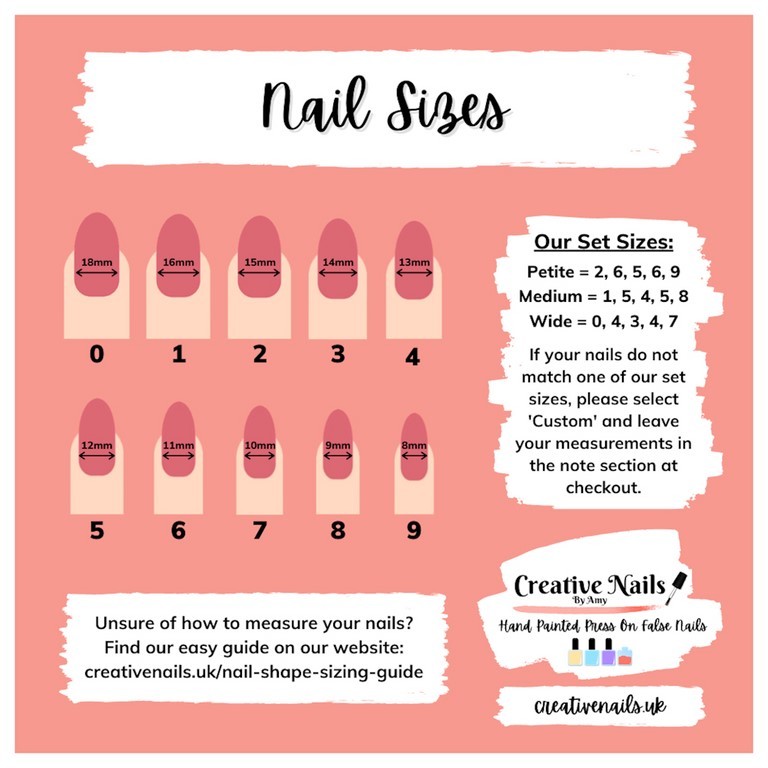 false nails sizing chart