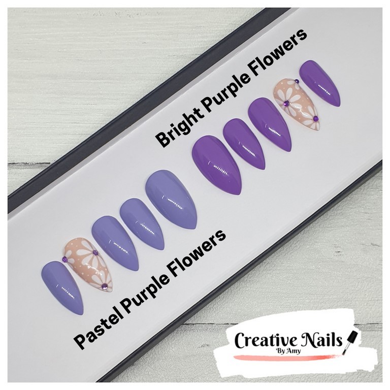 purple false nails