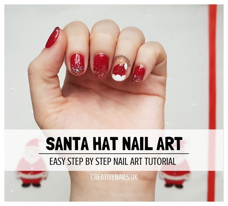 santa hat nail art tutorial