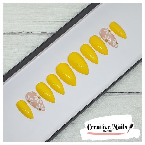 yellow false nails