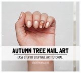 autumn tree nail art tutorial