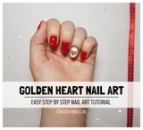 golden heart nail art tutorial