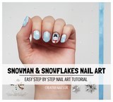 snowman and snowflakes nail art tutorial