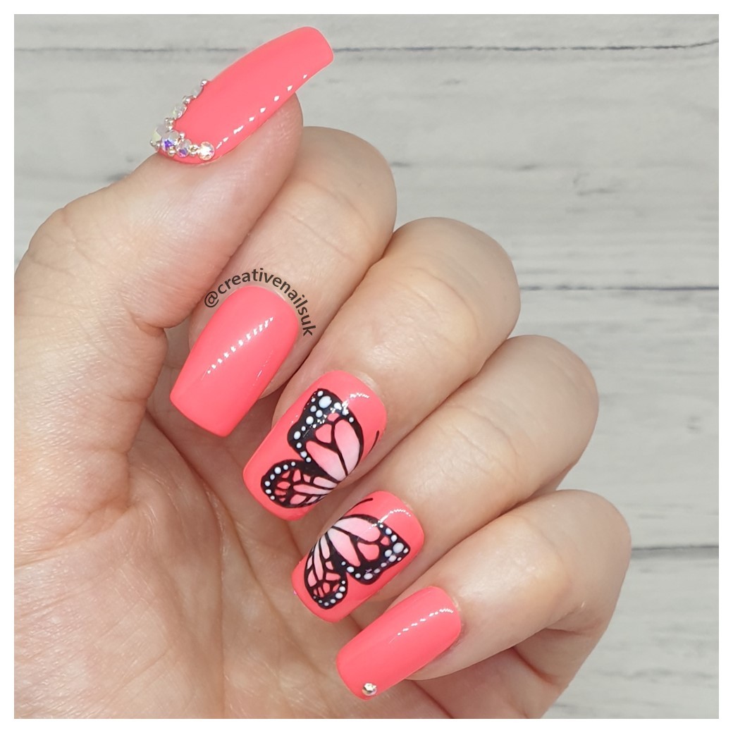 Butterfly Press On False Nails With Rhinestones Creative Nails 4567