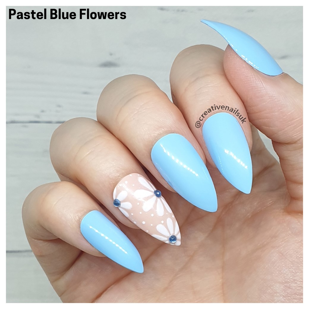 Blue Flower Press On False Nails | Creative Nails